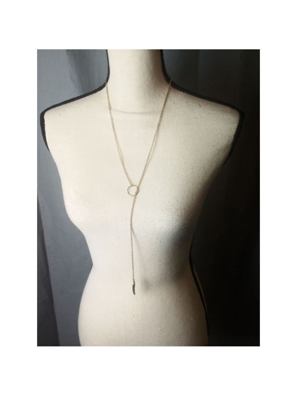 Gold Colored Wing Lariat Necklace